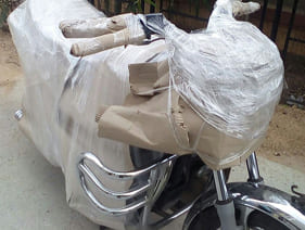 Bike packed for transport